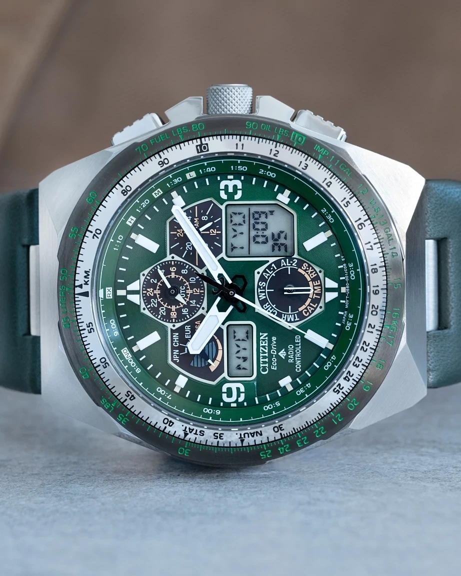 Promaster Skyhawk A-T Green Dial Leather Strap JY8147-01X | CITIZEN